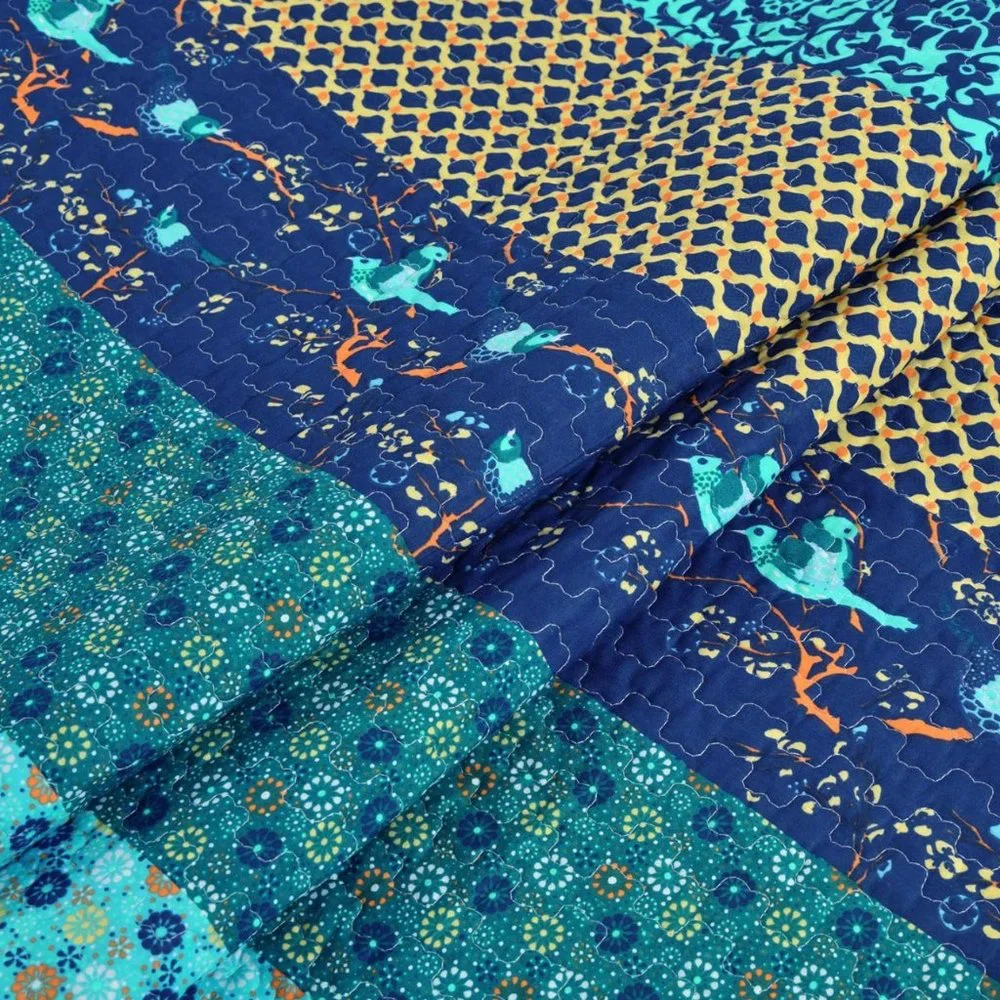 Boho Blue Birds Throw Blanket Bedspread Quilt - 50